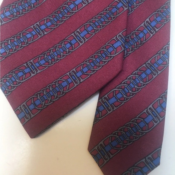 Hermes silk chain link print necktie pink classic France - Picture 4 of 5